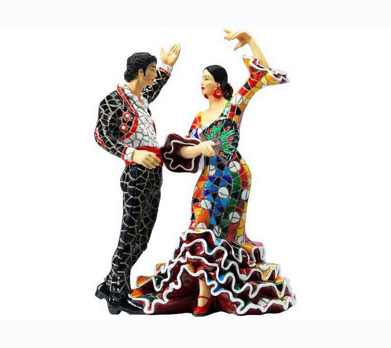 Pareja de Bailaores de Flamenco Mosaico. 12.5cm