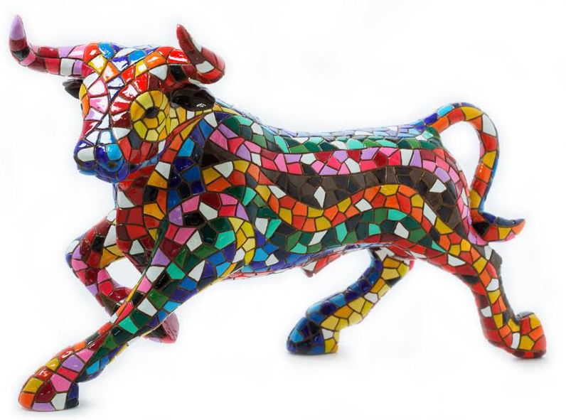 Multicoloured Mosaic Bull Barcino. 60cm