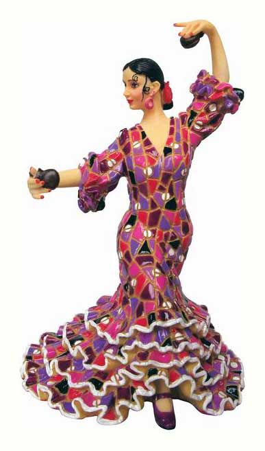 Flamenca with mosaic costume. Barcino. Violet. 20cm