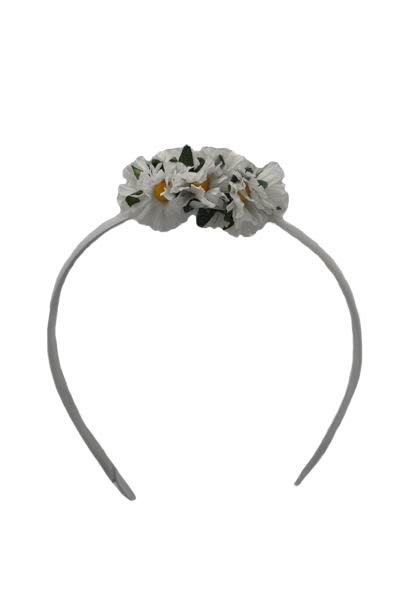 子供用 白い菊の花付きカチュ－シャ. 6cm