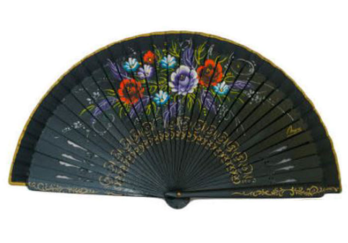 Openwork Black Fan with floral design on both sides Ref. 1141
