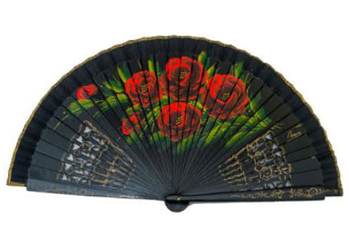 Openwork Black Fan with floral design on both sides Ref. 1135