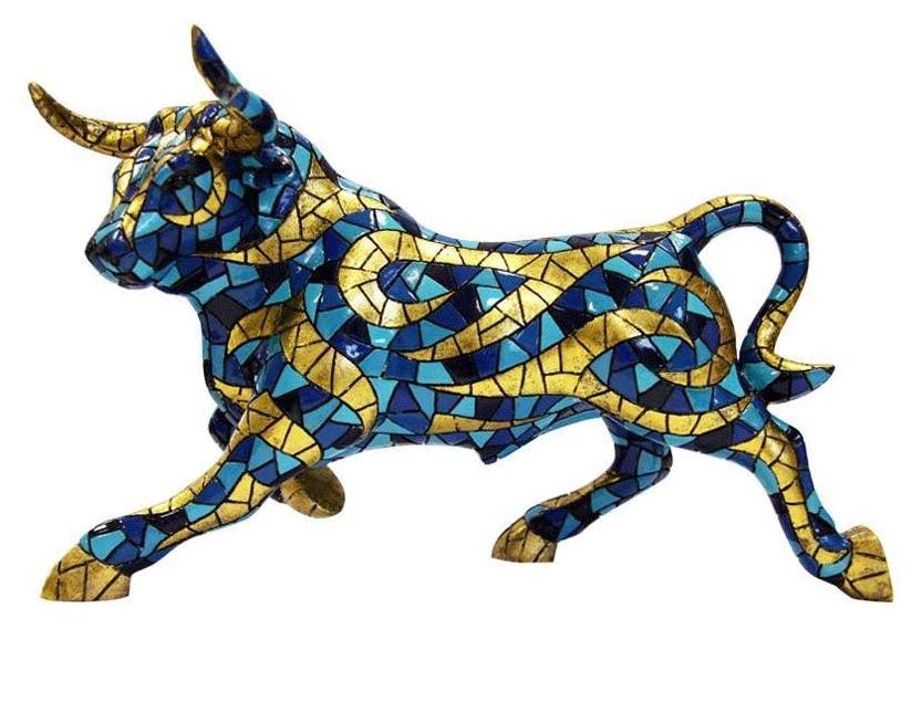 Gold and Blue Bull. Barcino Carnival Collection. 60 cm