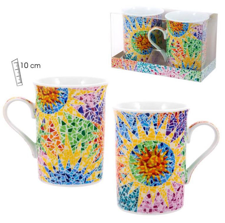 Set of 2 cups inspired by the Gaudi trencadis