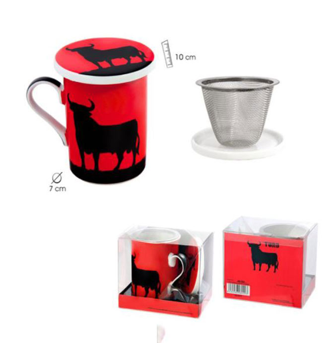 Mug with lid and metallic filter set Osborne black bull