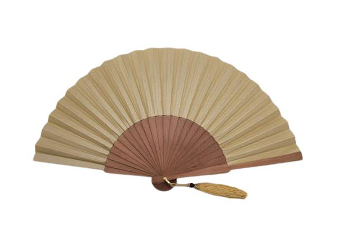 Golden Fan with Polished Pearwood Shafts