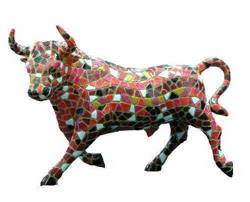 Mosaic Bull. Barcino. 36cm
