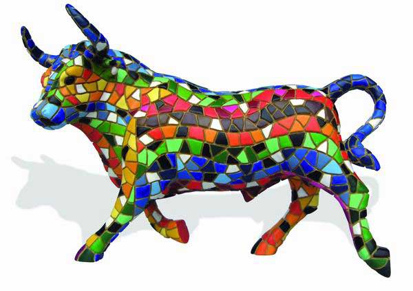 Mosaic Multicolored Bull. Barcino 36cm.