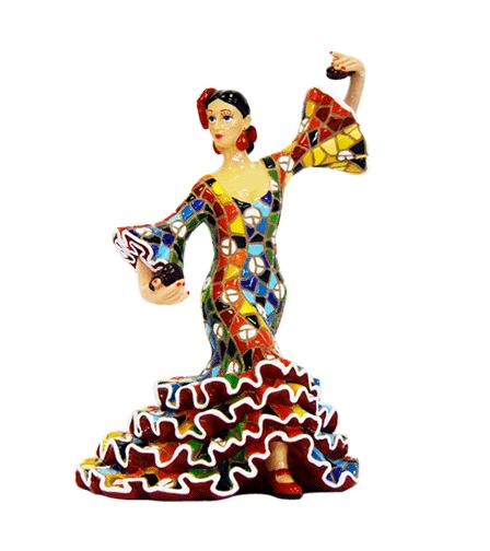 Flamenco Bailaora with a Mosaic Dress Gaudi Style. 13 cm