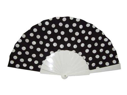 Polka Dots Fan With Black Background And White Dots