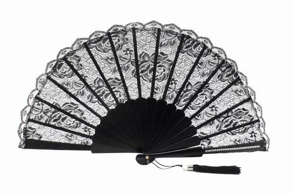Ceremony Fan for Maid of honour with Black Lace. Ref. 1364