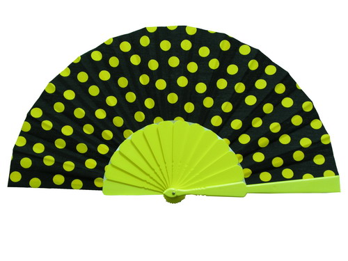 Polka Dots Fan With Black Background And Yellow Polka Dots