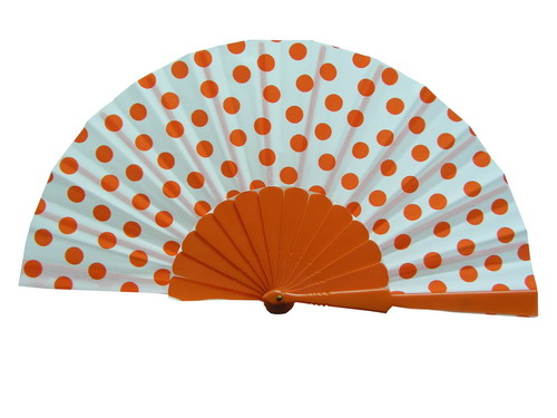 Polka Dots Fan With White Background And Orange Dots