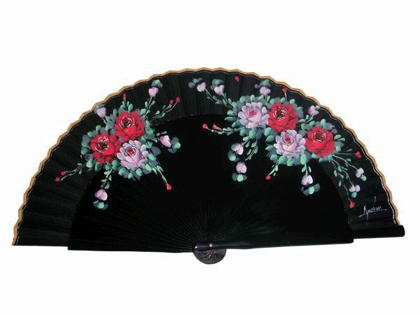 Black Sycamore Fan with Flowers. Ref. 21