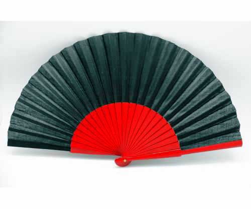 Red Wood Fan With Black Fabric