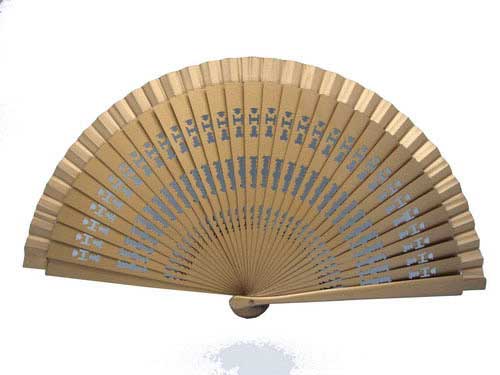 Birch wooden fan. Gold