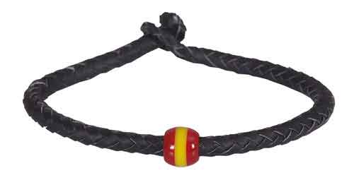 Bracelet cordon noir noeud drapeau espagnol