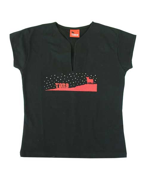 Camiseta Toro Osborne Estrellas para Mujer. Negra