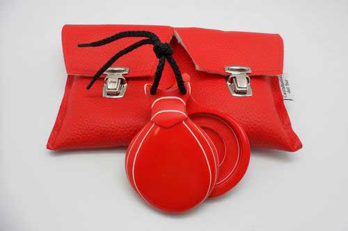 Red and White Grained Professional Fiberglass Castanets with Double Soundbox by Castañuelas del Sur