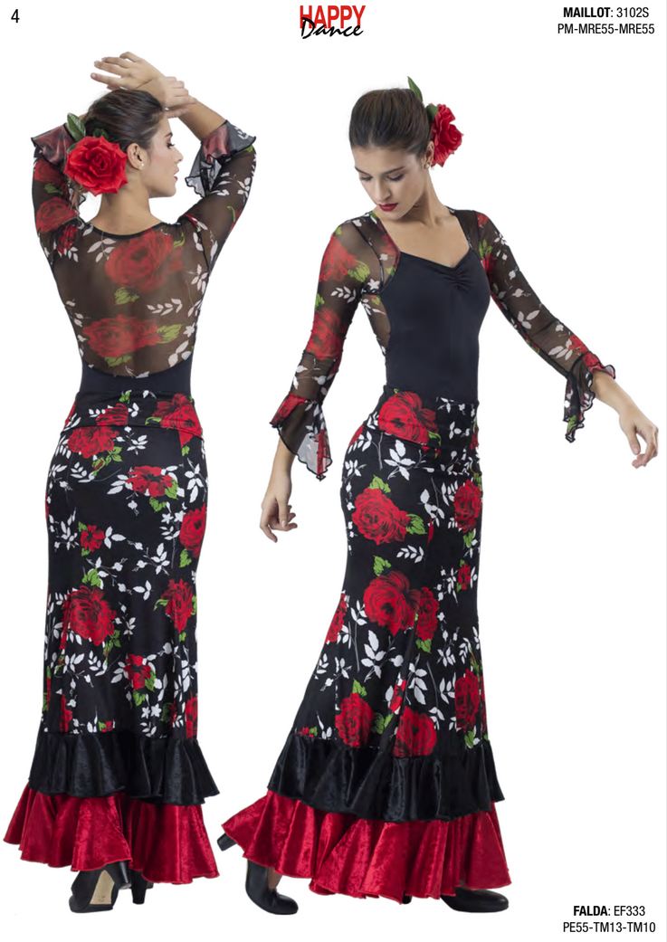Happy Dance. Jupe Flamenca pour Femme, pour Entrainements ou Représentation. Ref. EF333PE55TM13TM10