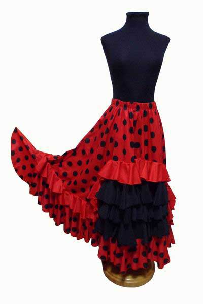Red Skirt with Black Polka Dots and 5 Flounces