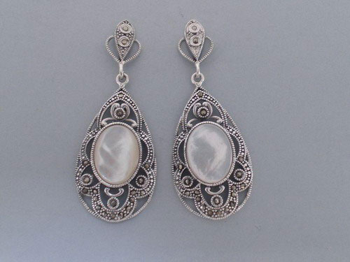 Openwork Silver and Marcasite Earrings