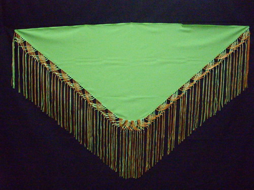 Handmade shawls with fringes Pistachio green and Orange. Olmo