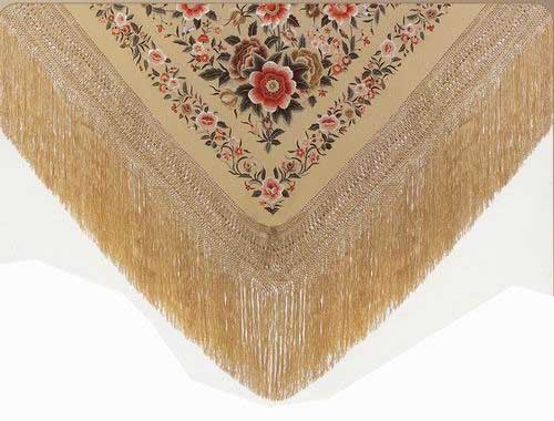 Handmade Embroidered Shawl of Natural Silk. Ref.1010975