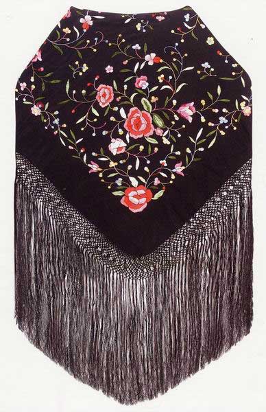 Handmade Embroidered Shawl. Natural Silk. Ref.1011112