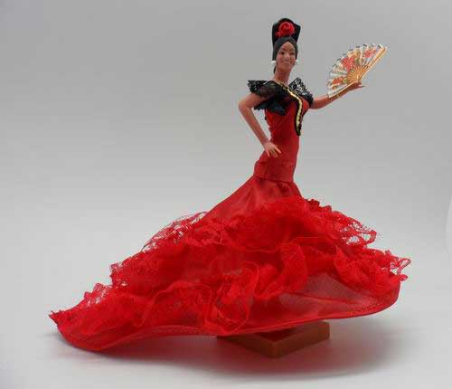 Muñeca Flamenca Tradicional de Marin en Rojo. 21cm