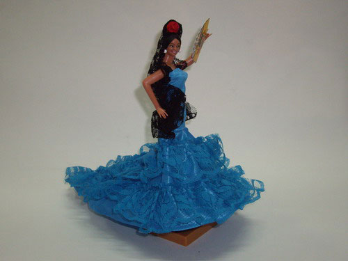 Muñeca Flamenca Tradicional 21cm. Mod Fandango Azul. Ref.618