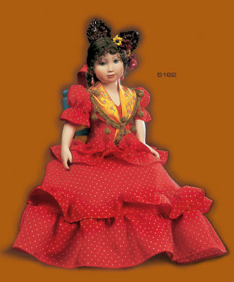 Muñeca flamenca de Porcelana - Candela Lunares - 48cm