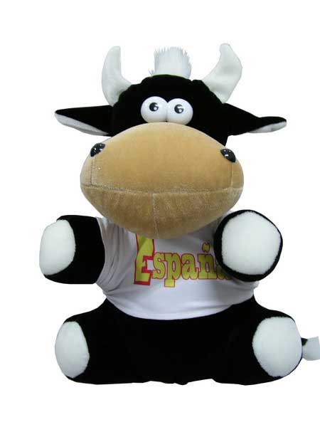 Grand taureau en peluche avec t-shirt d'España