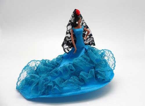 Muñeca Bailaora flamenca mod. Isabelilla Azul - 15 cm