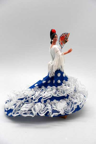 Poupée traditionnelle flamenco 21cm Bleu. Mod. Mª Reyes