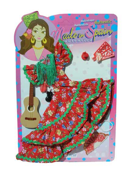 Trajes de Flamenca para muñecas - Flores en rojo