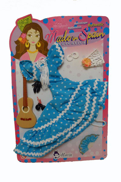 Trajes de Flamenca para muñecas - Lunares Azul