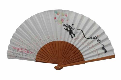 Wooden fan with 24 ribs