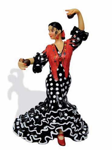 Flamenca with polka dots costume. Barcino. Black 13cm