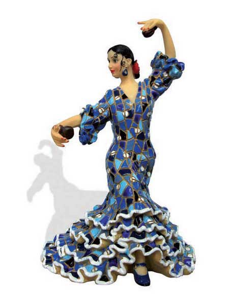 Flamenca with mosaic costume. Barcino. Blue. 20.5cm