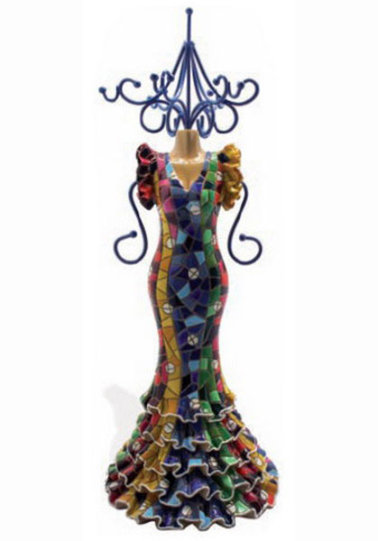 Mosaic flamenco Mannequin. Necklace holder. 27 cm