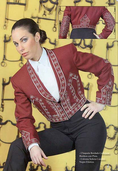 Maroon and Silver Carthusian Embroidered Jacket and Calzona Short Pants With Charms. Riding costume