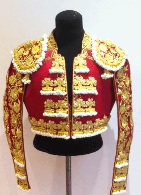 Authentic bullfighter's costume. Maroon and Gold