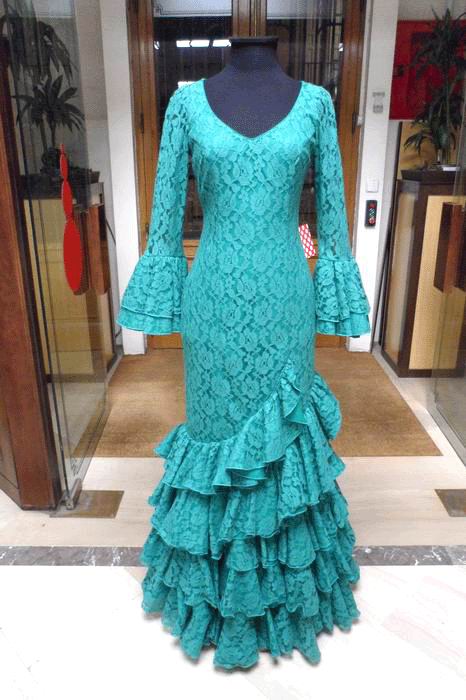 Outlet. Robe de Flamenca Azabache Verde T.40