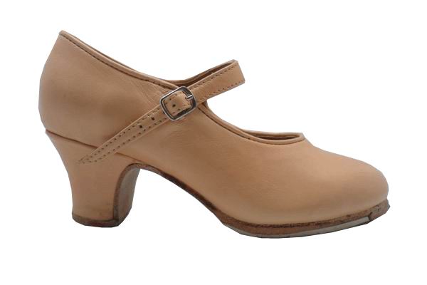 Beige Leather Semi-Professional Flamenco Shoes by Flamencoexport