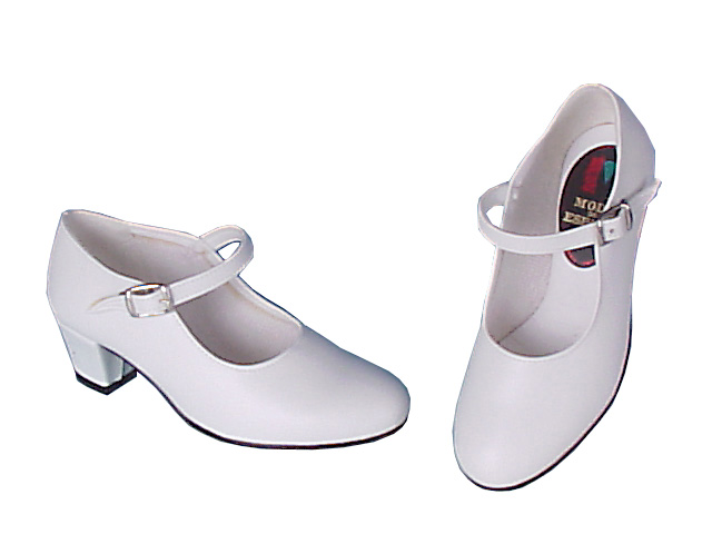 Chaussures de flamenco blanches avec lanière