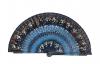 Blue wooden Openwork Fan with Floral decoration