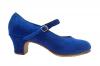 Zapatos de Flamenco Semi Profesional. Modelo Mercedes en Ante Color Azulon. Flamencoexport
