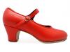 Zapatos de Flamenco Semi profesionales Modelo Mercedes en Piel Color Rojo. Flamencoexport
