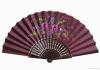 Hand painted maroon fan with golden border. ref. 150